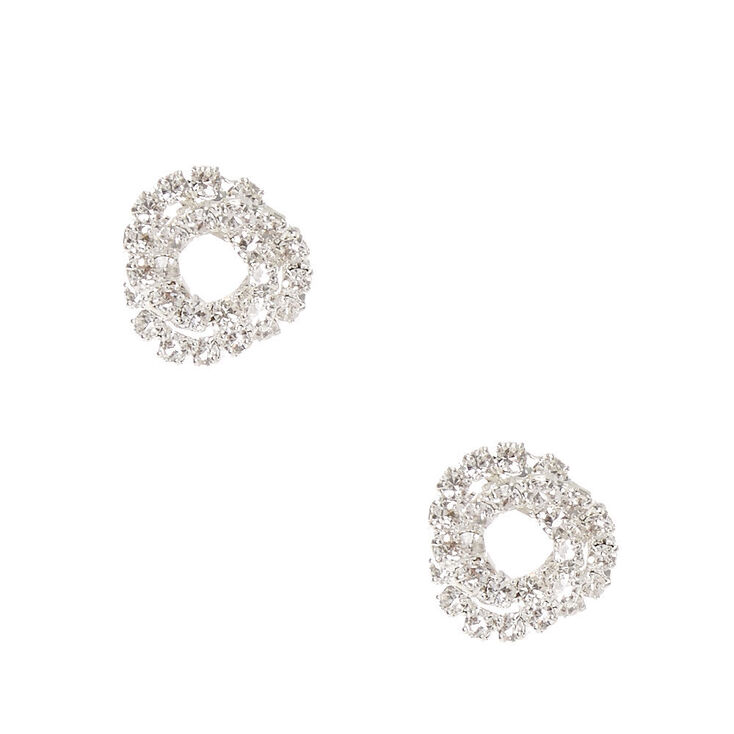 Claire's Clous d'oreilles noués en strass couleur argentée