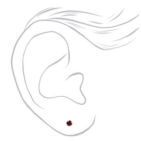 14kt White Gold 3mm January Crystal Garnet Studs Ear Piercing Kit with Ear Care Solution,