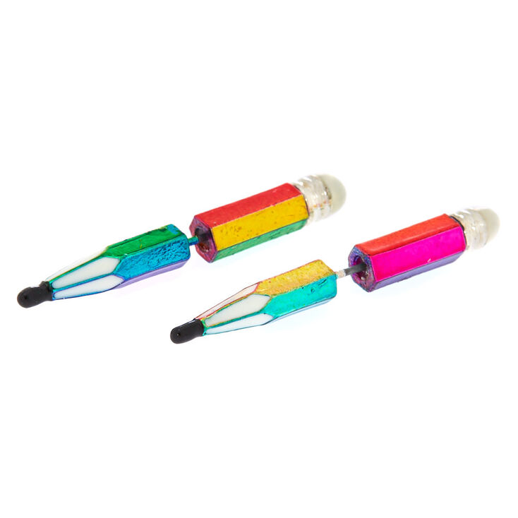 Claire's Boucles d'oreilles devant-derrière stylo arc-en-ciel