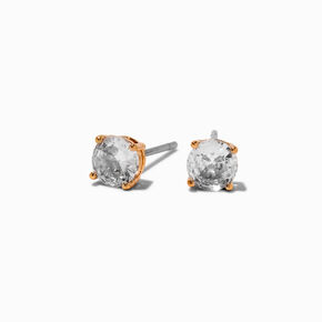 Gold-tone Cubic Zirconia 5mm Round Stud Earrings,
