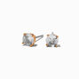 Gold-tone Cubic Zirconia 5mm Round Stud Earrings,