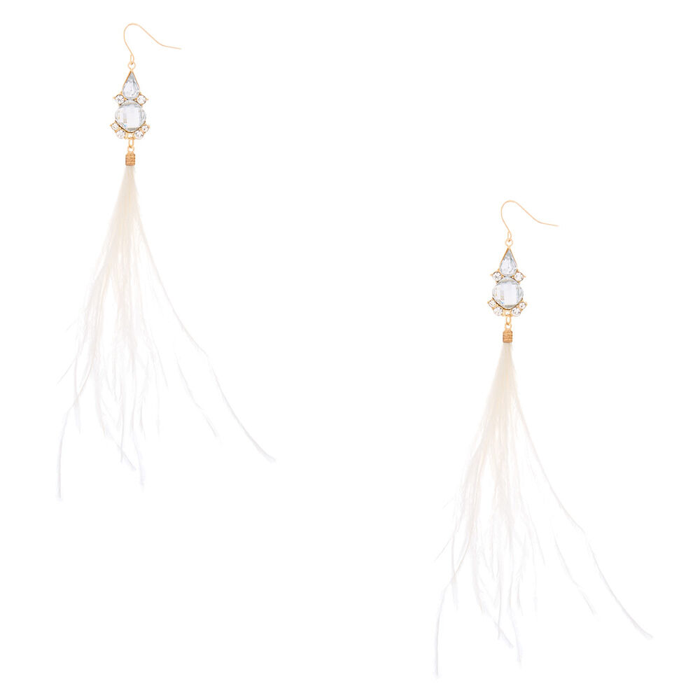 Boucles d'Oreilles Plume 12.7cm - Blanc,