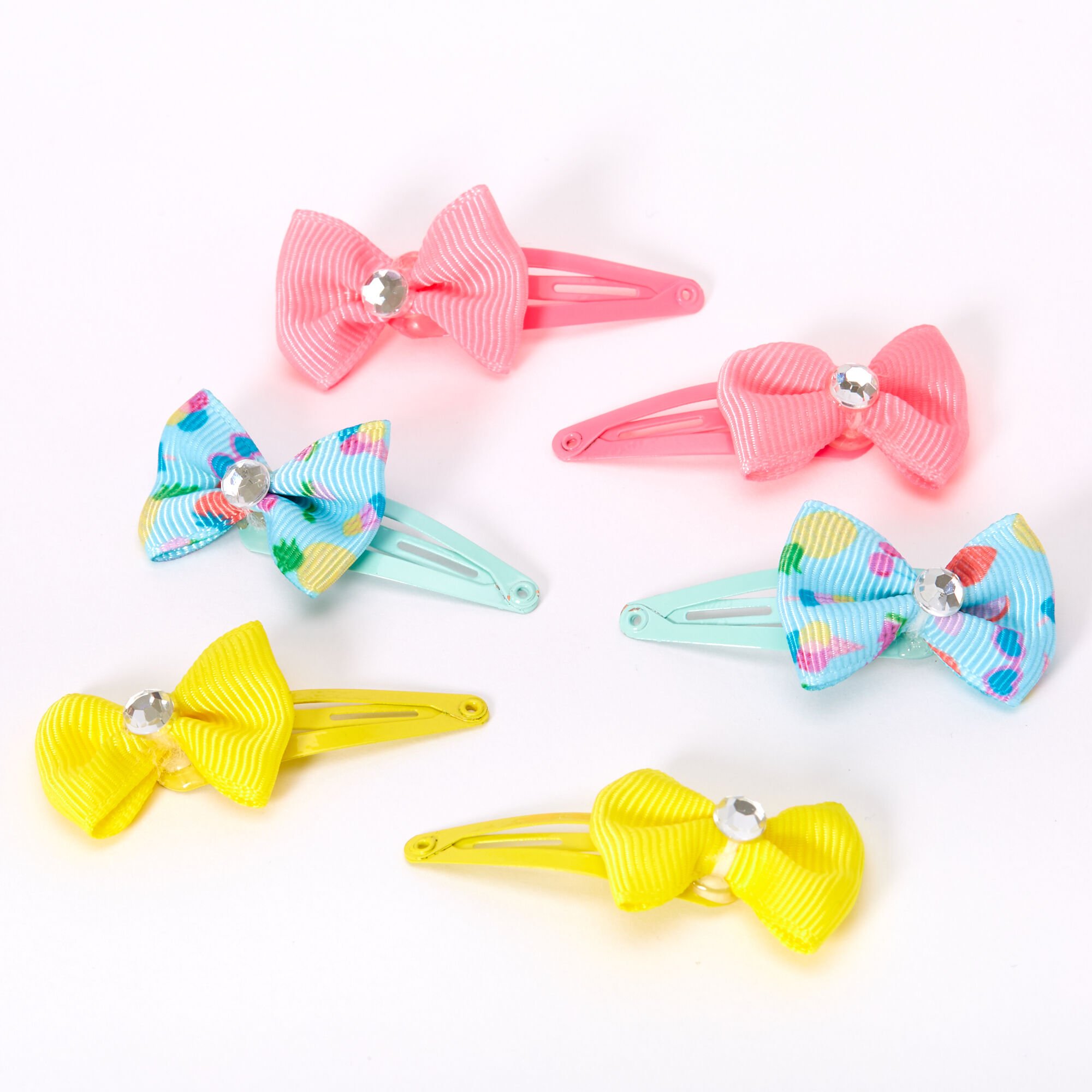 Claire's Club Neon Bow Snap Hair Clips - 6 Pack,