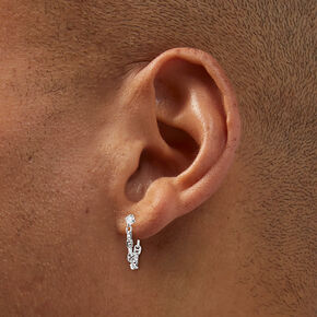 Boucles d&rsquo;oreilles avant-arri&egrave;re languettes de canette zircon cubique couleur argent&eacute;e C LUXE by Claire&#39;s,