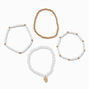 White &amp; Gold-tone Stretch Bracelets - 4 Pack ,