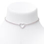 Silver Rhinestone Open Heart Choker,