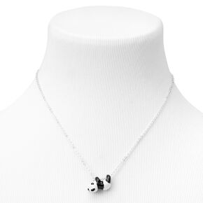 Silver Swinging Panda Pendant Necklace,