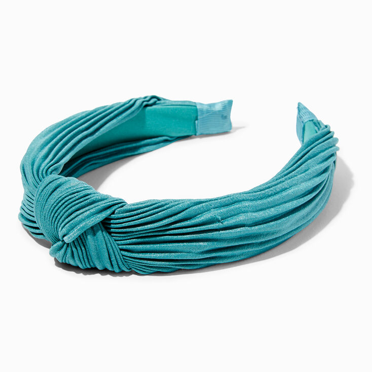 Teal Pleated Knotted Headband,