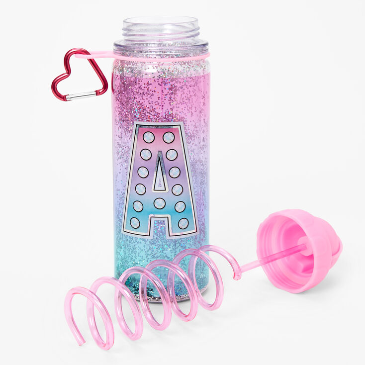 Initial Water Bottle - Pink, A,