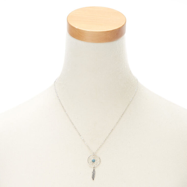 Silver Dreamcatcher Pendant Necklace,
