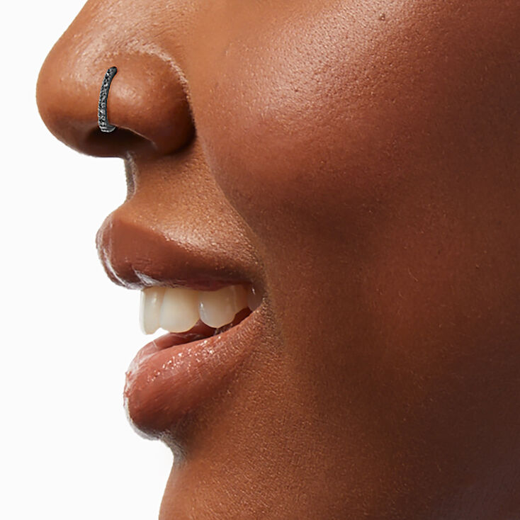 18G Silver-tone Stainless Steel Cubic Zirconia Basic Stud &amp; Hoop Nose Rings - 6 Pack,