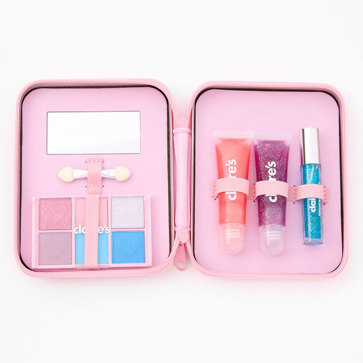 Claire's Palette compacte de maquillage bling bling cœurs et strass - Rose