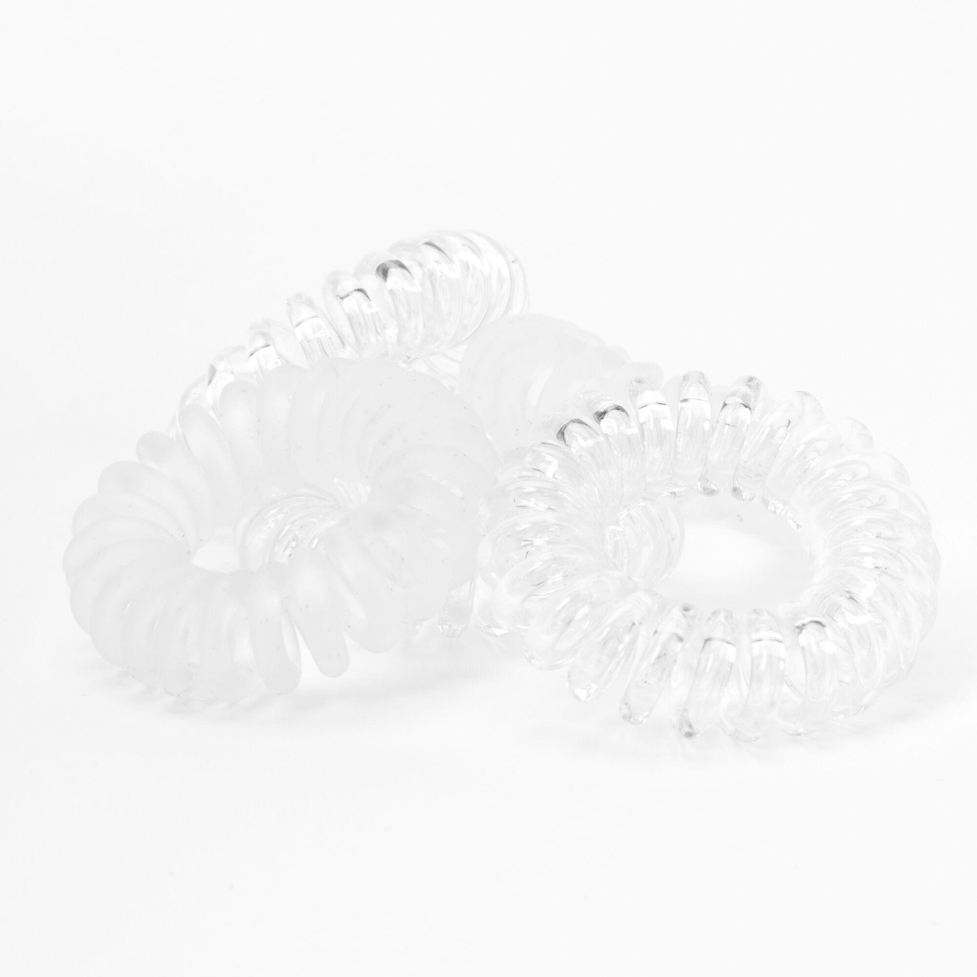 Matte Shiny Spiral Hair Bobbles - Clear, 5 Pack,