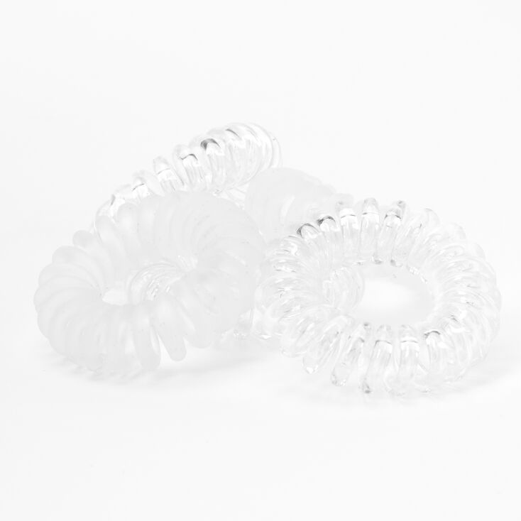 Matte Shiny Spiral Hair Bobbles - Clear, 5 Pack,