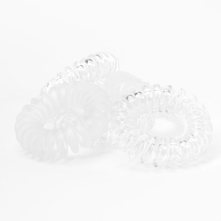 Matte Shiny Spiral Hair Ties - Clear, 5 Pack,