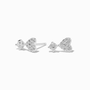 C LUXE by Claire&#39;s Sterling Silver Cubic Zirconia Pav&eacute; Heart Stud Earrings,