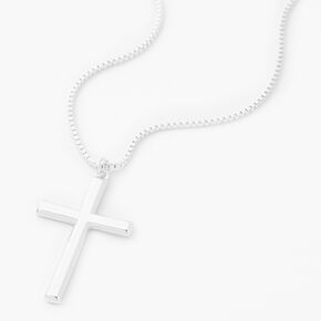 Collier &agrave; pendentif croix couleur argent&eacute;e,
