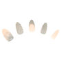 Faux ongles stiletto French manucure &agrave; paillettes - Rose, lot de 24,