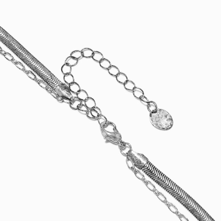 Burnished Silver Snake Multi-Strand Pendant Necklace,