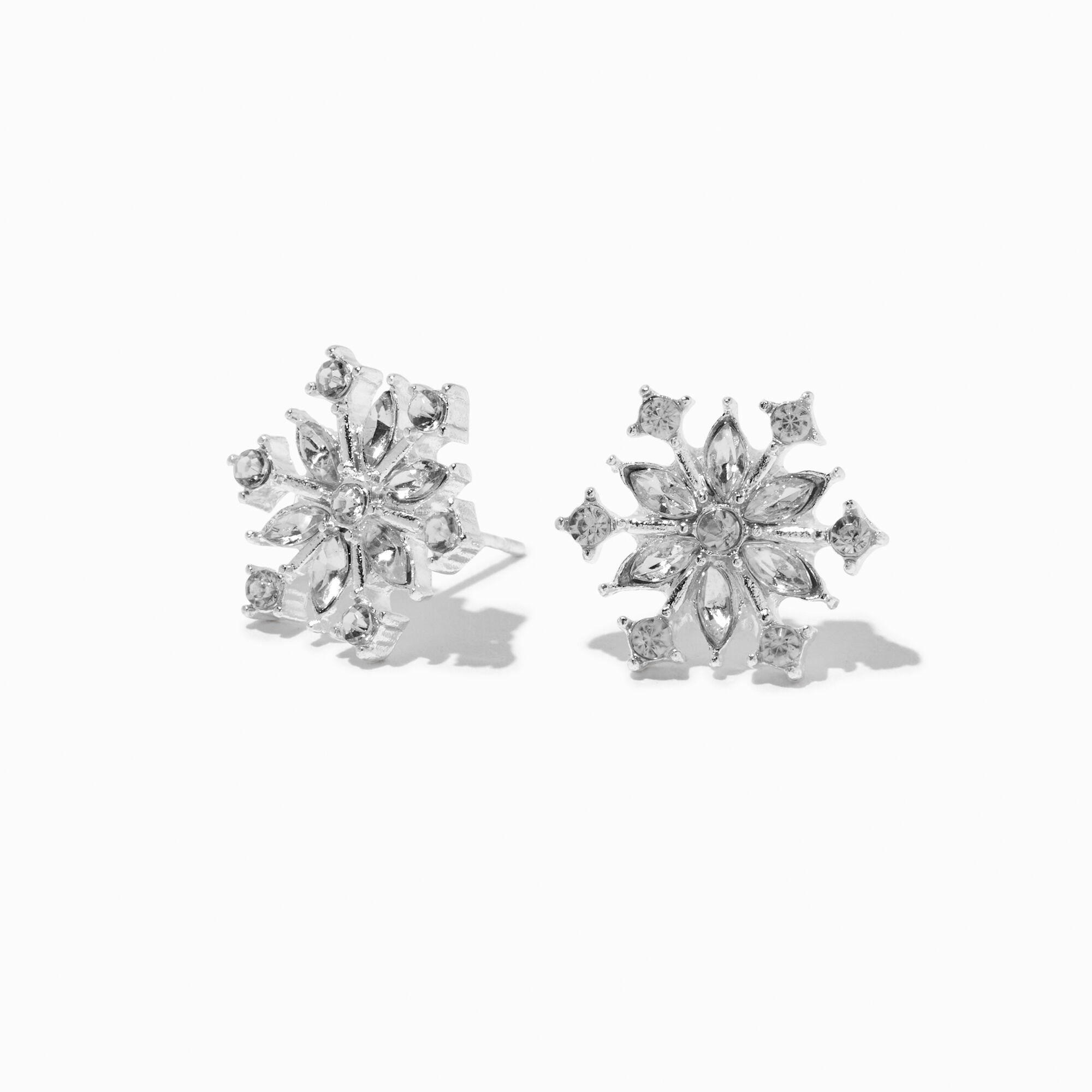 View Claires Gemstone Snowflake Tone Stud Earrings Silver information