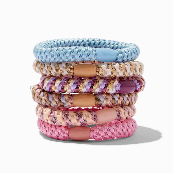 Pastel Rainbow Elastic Hair Ties - 6 Pack,