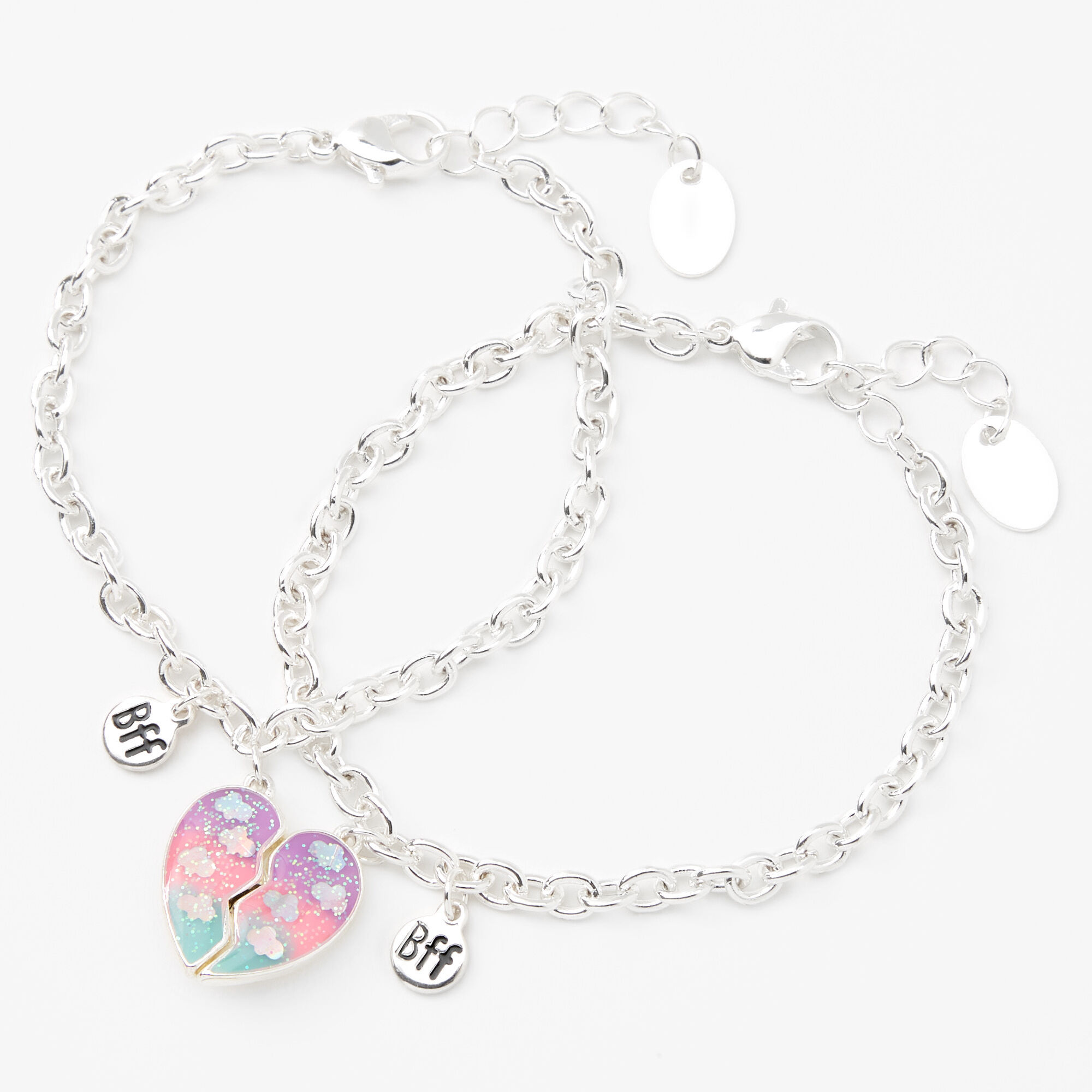 View Claires Best Friends Glow In The Dark Split Heart Charm Bracelets 2 Pack information