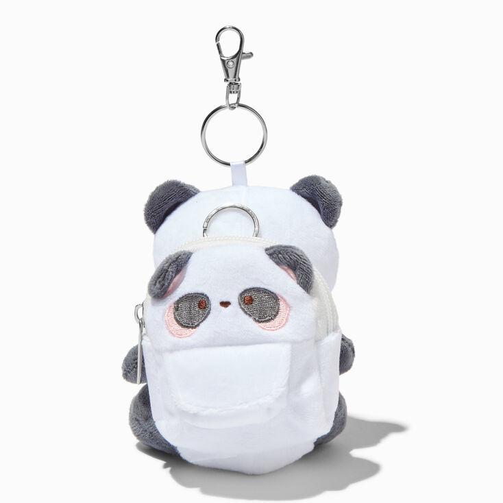 Panda Furry Mini Backpack Keychain,