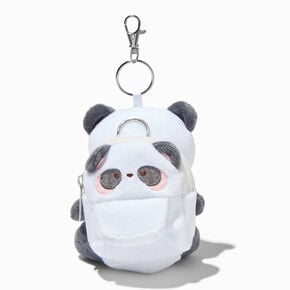 Porte-cl&eacute;s mini sac &agrave; dos en fausse fourrure panda,