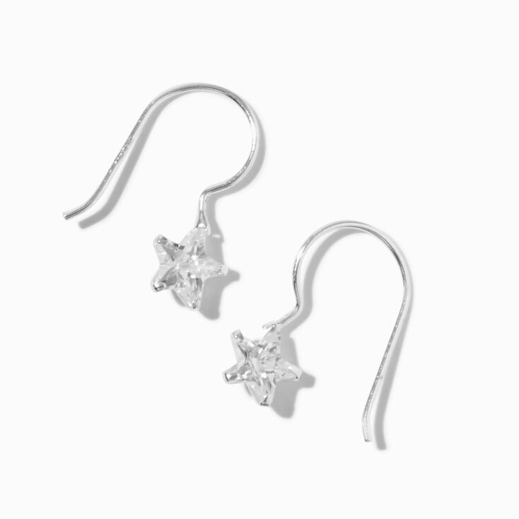 C LUXE by Claire&#39;s Sterling Silver Crystal Star Drop Earrings,