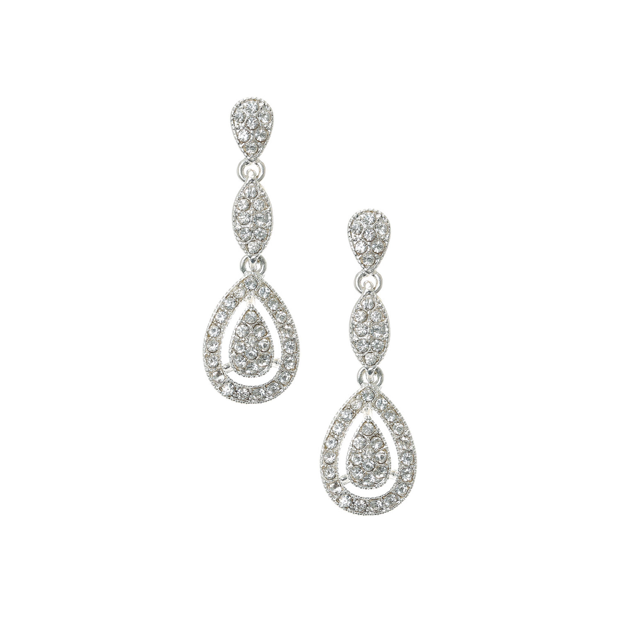View Claires Tone 15 Embellished Teardrop Drop Earrings Silver information