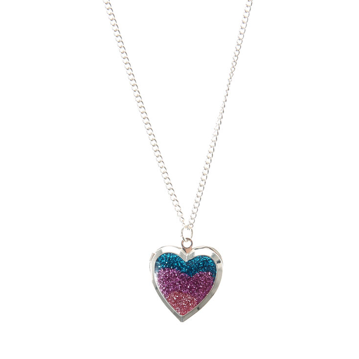 Glitter Heart Locket Pendant Necklace | Claire's