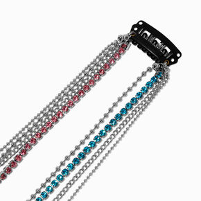 Pink &amp; Blue Rhinestone Chain Hair Extension,