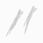 Silver 3&quot; Crystal Chain Fringe Clip-On Drop Earrings,