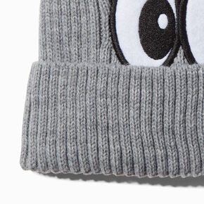 Surprised Eyes Gray Ribbed Beanie Hat,