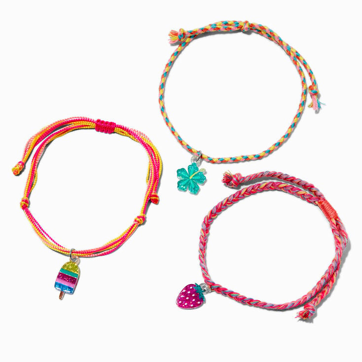 Claire&#39;s Club Summer Braided Anklets - 3 Pack,