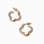 Gold-tone Crystal Pav&eacute; Clover Hoop Earrings,
