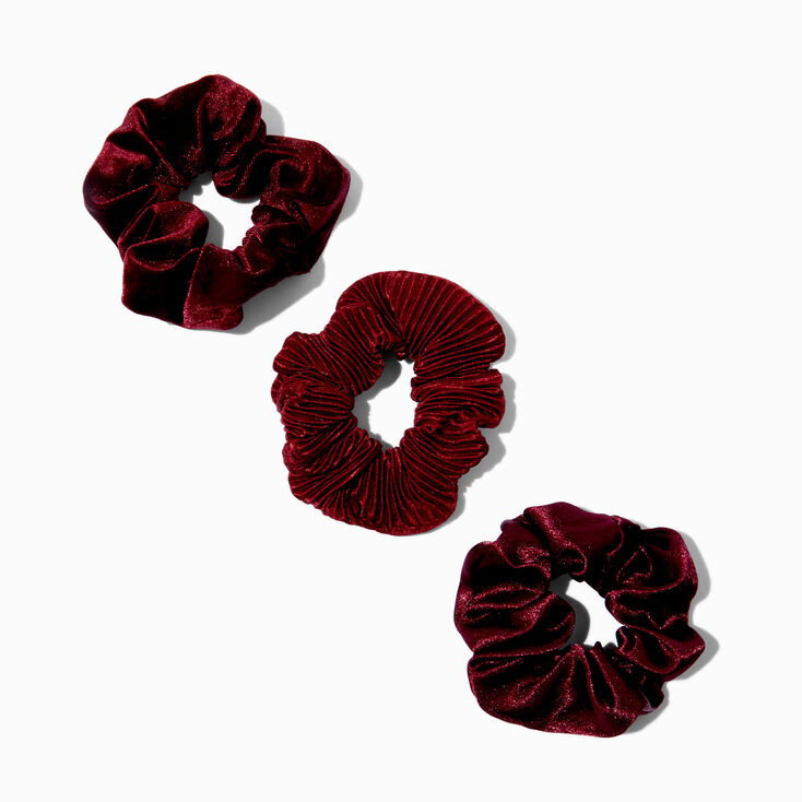 Claret Mixed Hair Scrunchies - 3 Pack,