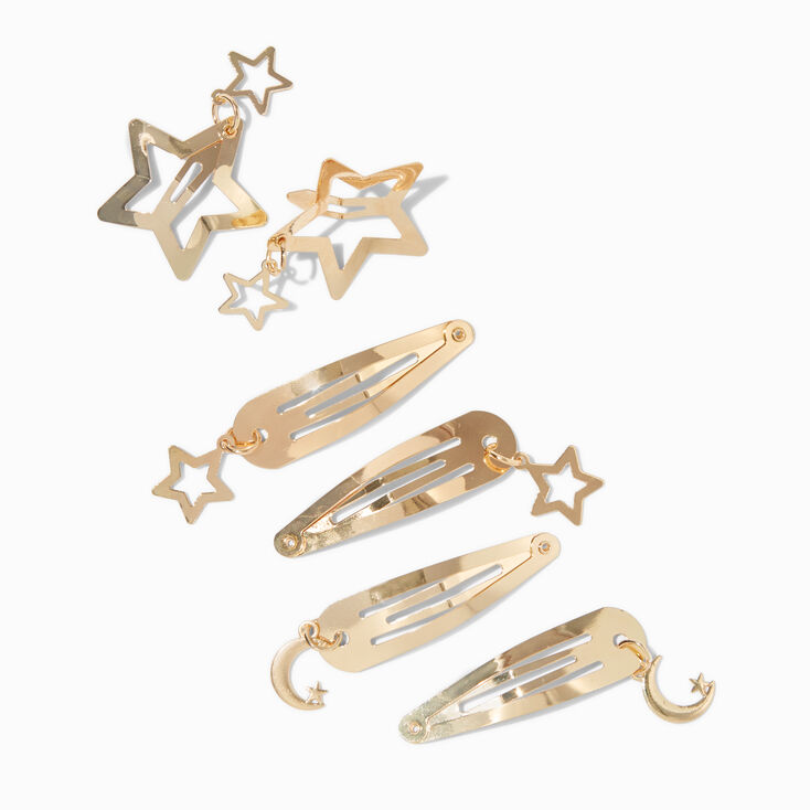 Gold Celestial Snap Hair Clips - 6 Pack,
