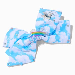 Barrette &agrave; n&oelig;ud strass nuage licorne bleue,