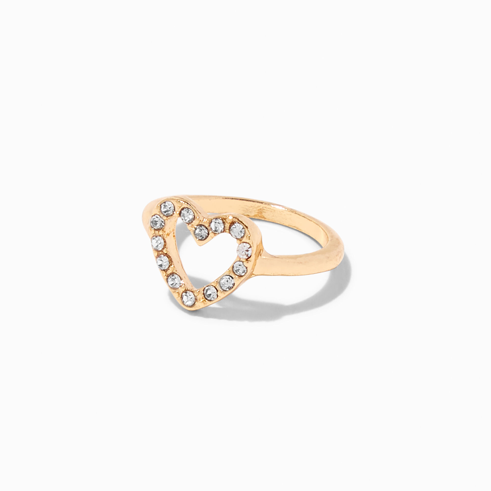 View Claires Tone Embellished Heart Cutout Midi Ring Gold information