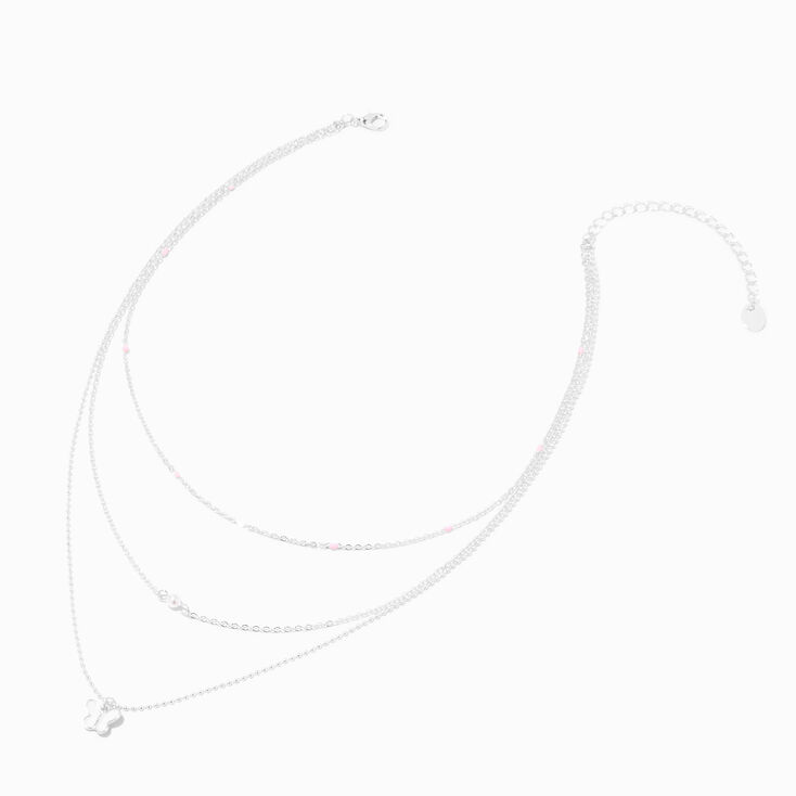 White Pearl Butterfly Silver Multi-Strand Necklace,