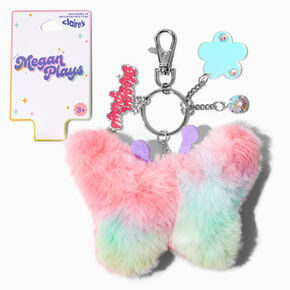 MeganPlays&trade; Claire&#39;s Exclusive Pastel Butterfly Pom Pom Keychain,