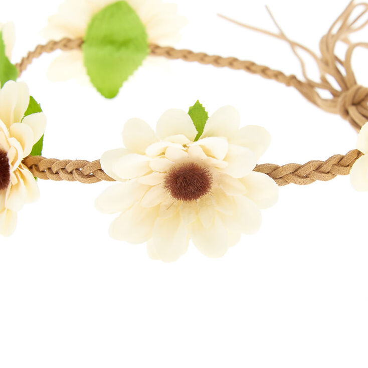 Daisy Braided Flower Crown Headwrap - Yellow,