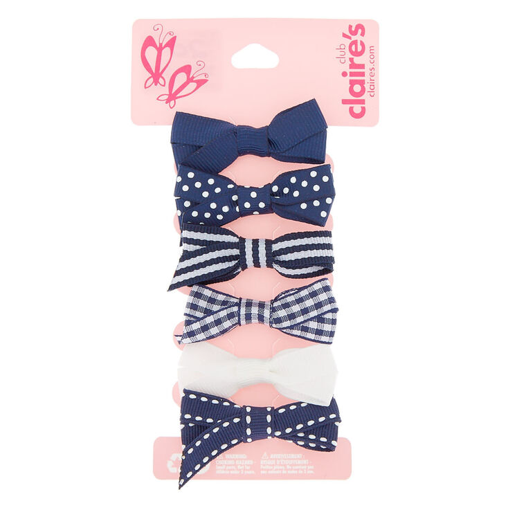 Claire&#39;s Club Hair Bow Clips - Navy, 6 Pack,