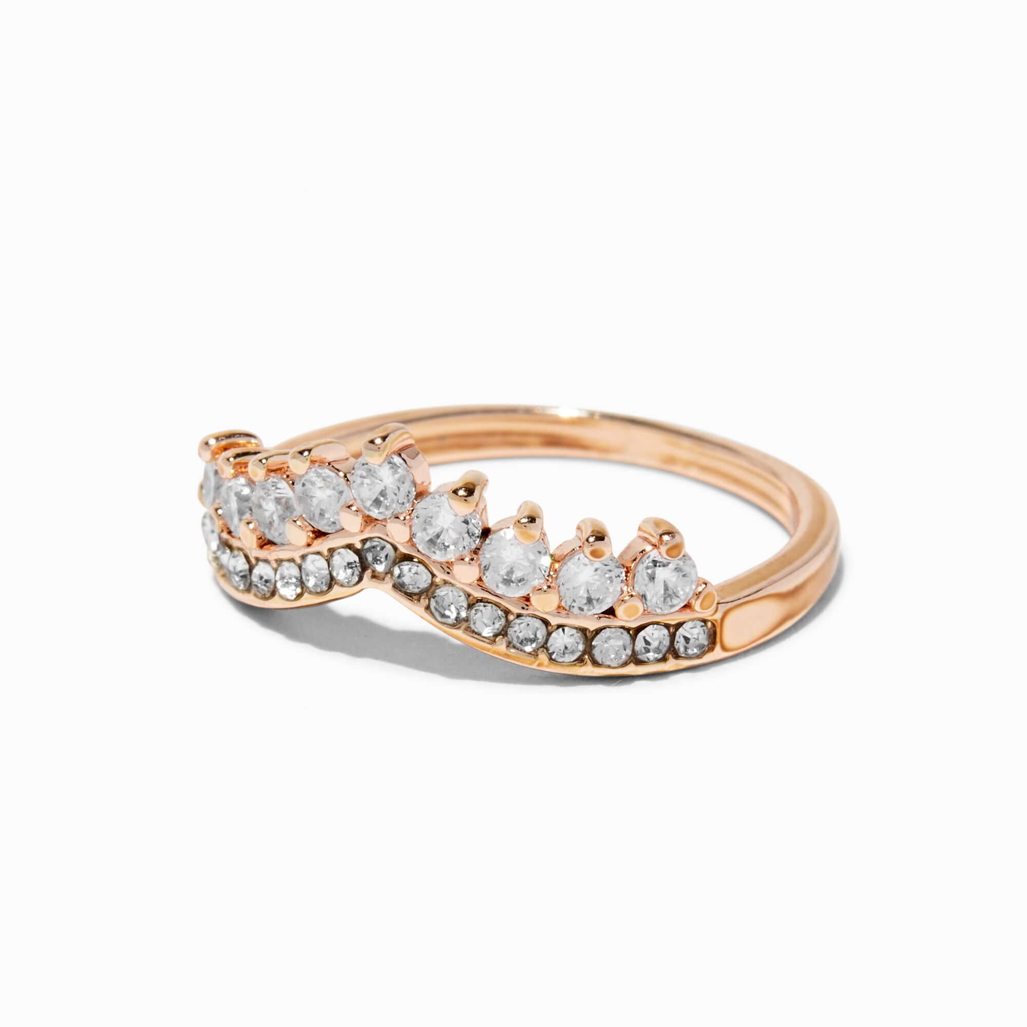 View Claires Tone Cubic Zirconia Tiara Ring Rose Gold information