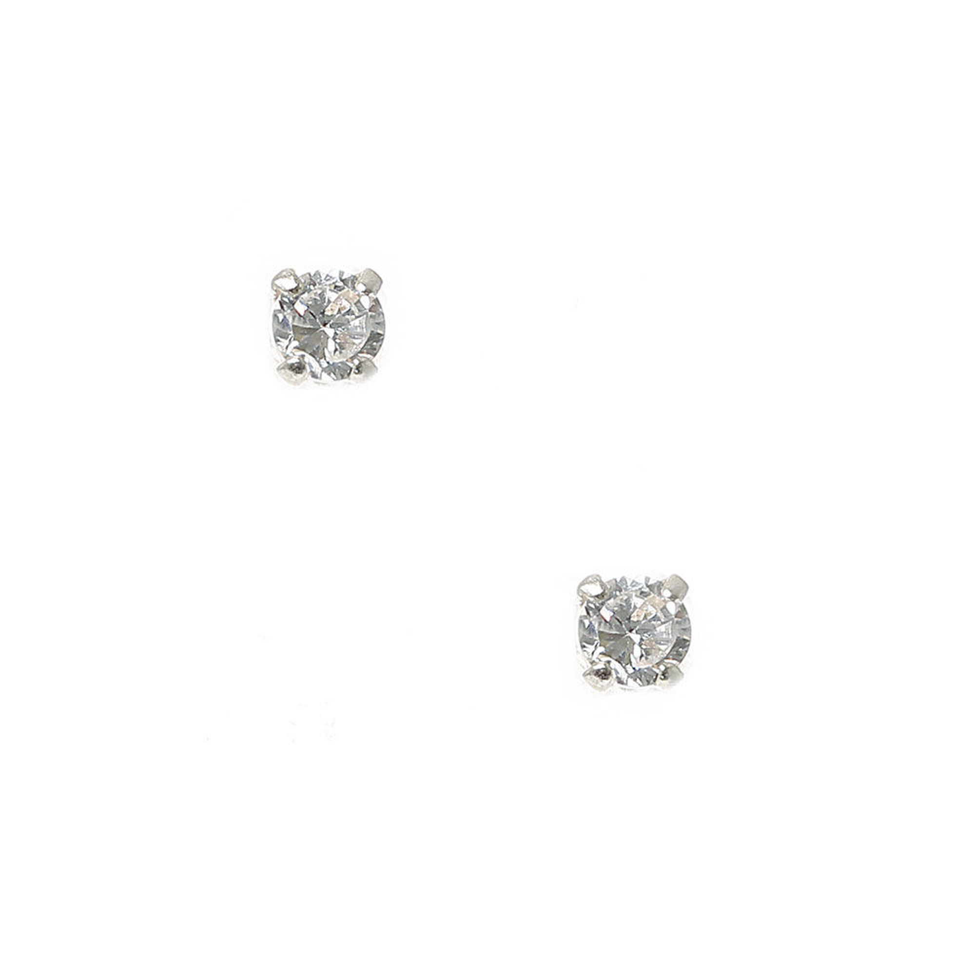View Claires 3MM Round Cubic Zirconia Cupcake Stud Earrings Silver information