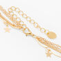 Gold Celestial Disc Multi Strand Choker Necklace - Black,