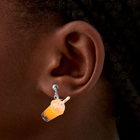 1&quot; Orange Boba Clip On Drop Earrings,