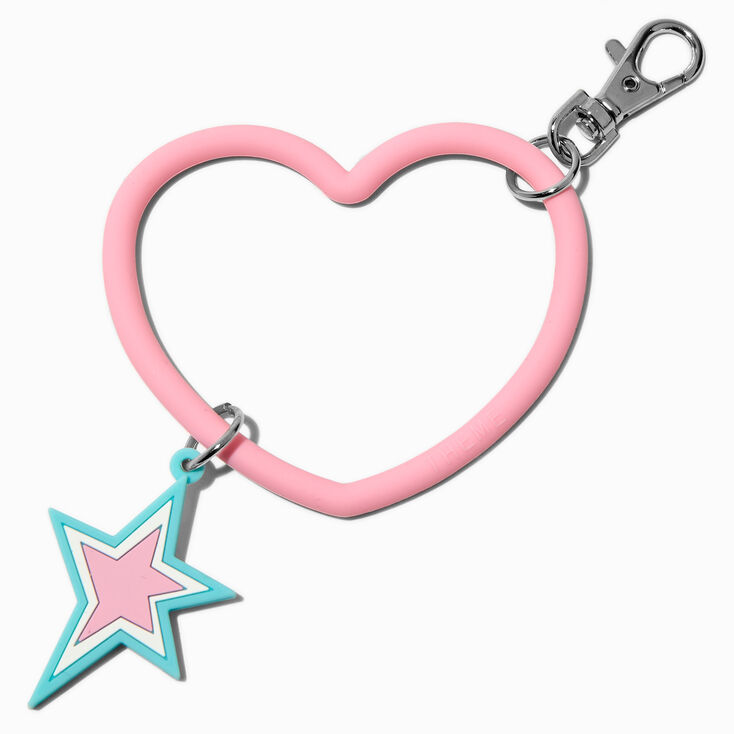 T H E M E x Claire&#39;s Pink Heart &amp; Star Keychain Clip,
