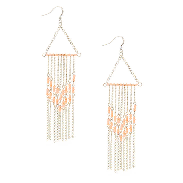 Silver Blush Pink Tassel Drop Earrings Claire S Silver Blush Pink Tassel Drop Earrings